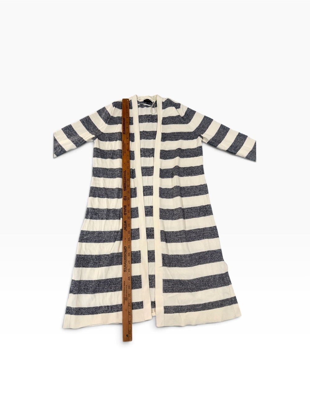 Talbots Striped Long Duster Cardigan Sweater Open Front Womens Small